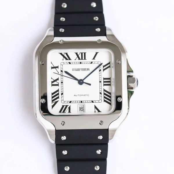 CARTIER SANTOS WSSA0018 GF FACTORY V2 BLACK RUBBER STRAP - Image 3