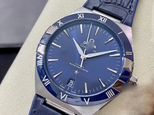 SBF OMEGA CONSTELLATION 131.33.41.21.03.001 VS FACTORY BLUE LEATHER STRAP - Image 3