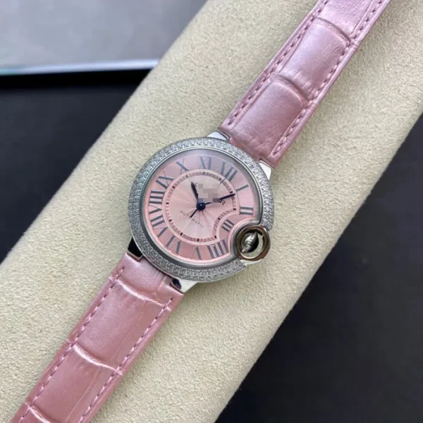 BALLON BLEU DE CARTIER 33MM V6 FACTORY PINK LEATHER STRAP - Image 3