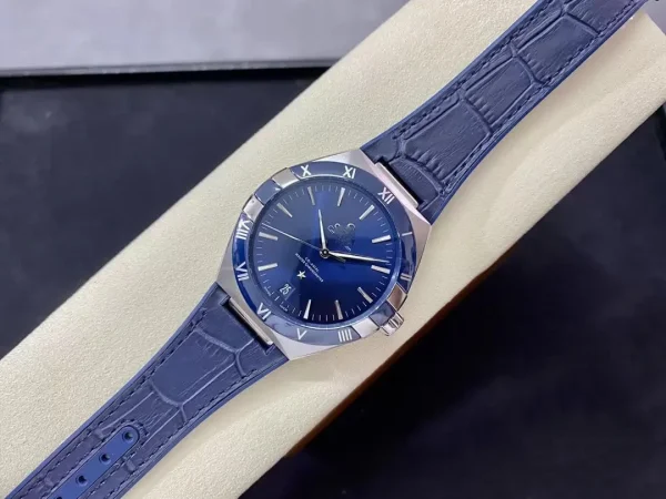 SBF OMEGA CONSTELLATION 131.33.41.21.03.001 VS FACTORY BLUE LEATHER STRAP - Image 4